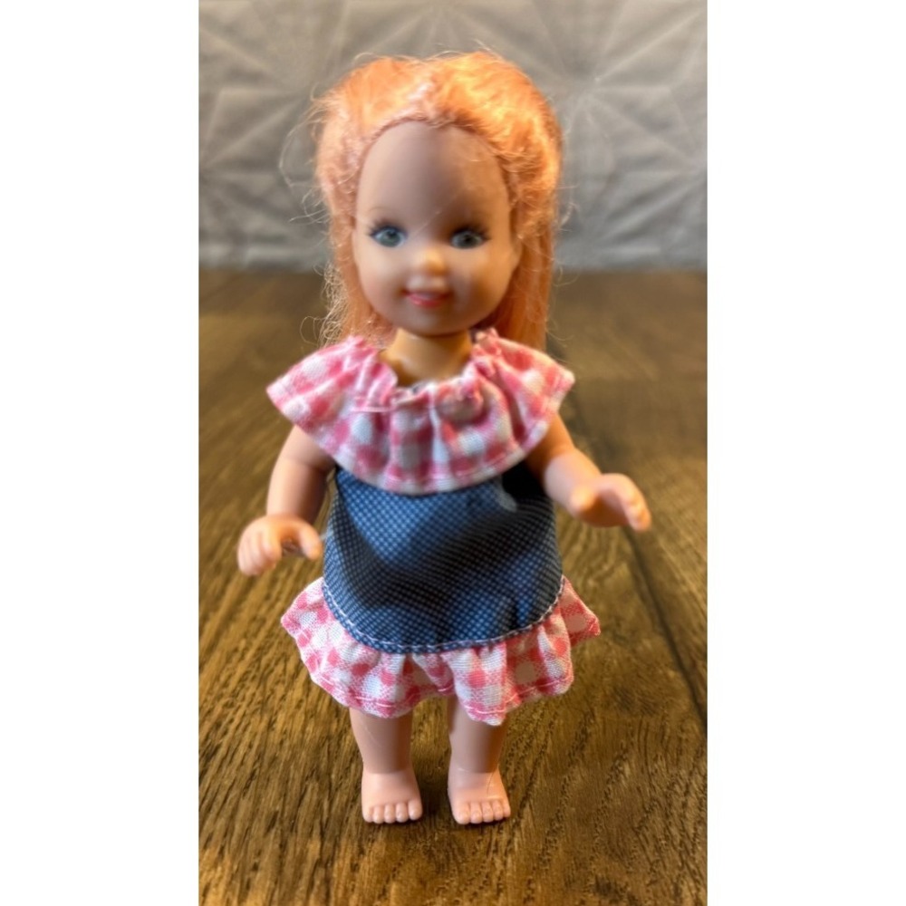 Simba Doll Toddler Doll 4.5 Inches Denim Plaid Dress Dollhouse Girl Replacement‎